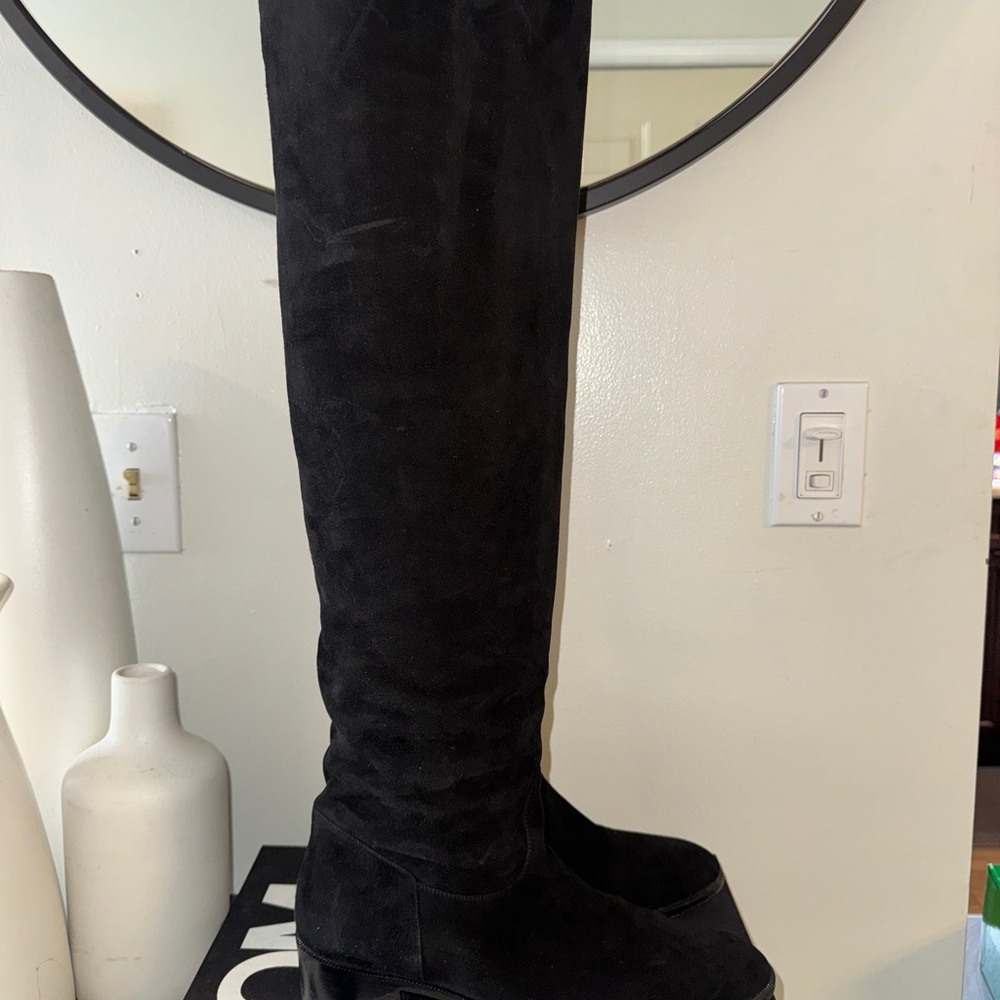Dior Black Suede Knee-High Boots